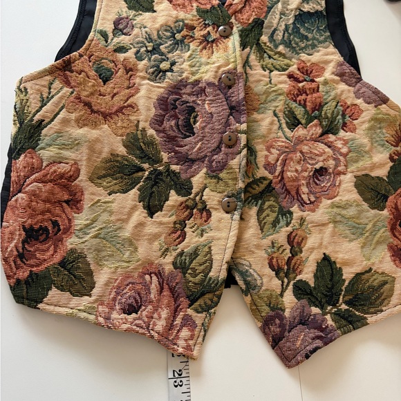 VTG JH Jeans Wear 90’s Floral Tapestry Button-front Vest (M) Cottage Castlecore - Picture 10 of 11